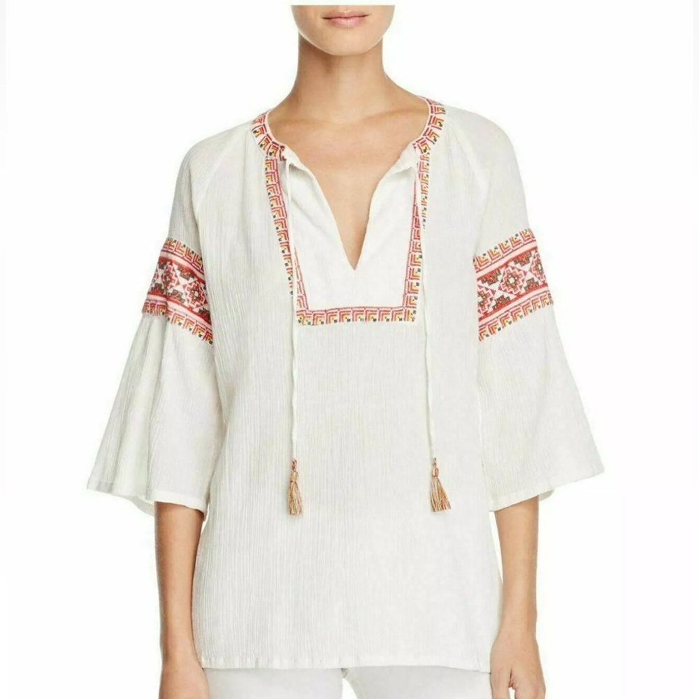 French Connection White Embroidered Top